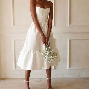 The Virginia Dress in White Baroque Floral by V. Chapman